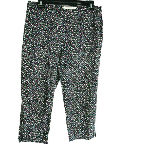 Liz Claiborne Capris Jackie Womens 8P Pink Blue White Flowers Pants Flat Front - Picture 7 of 9